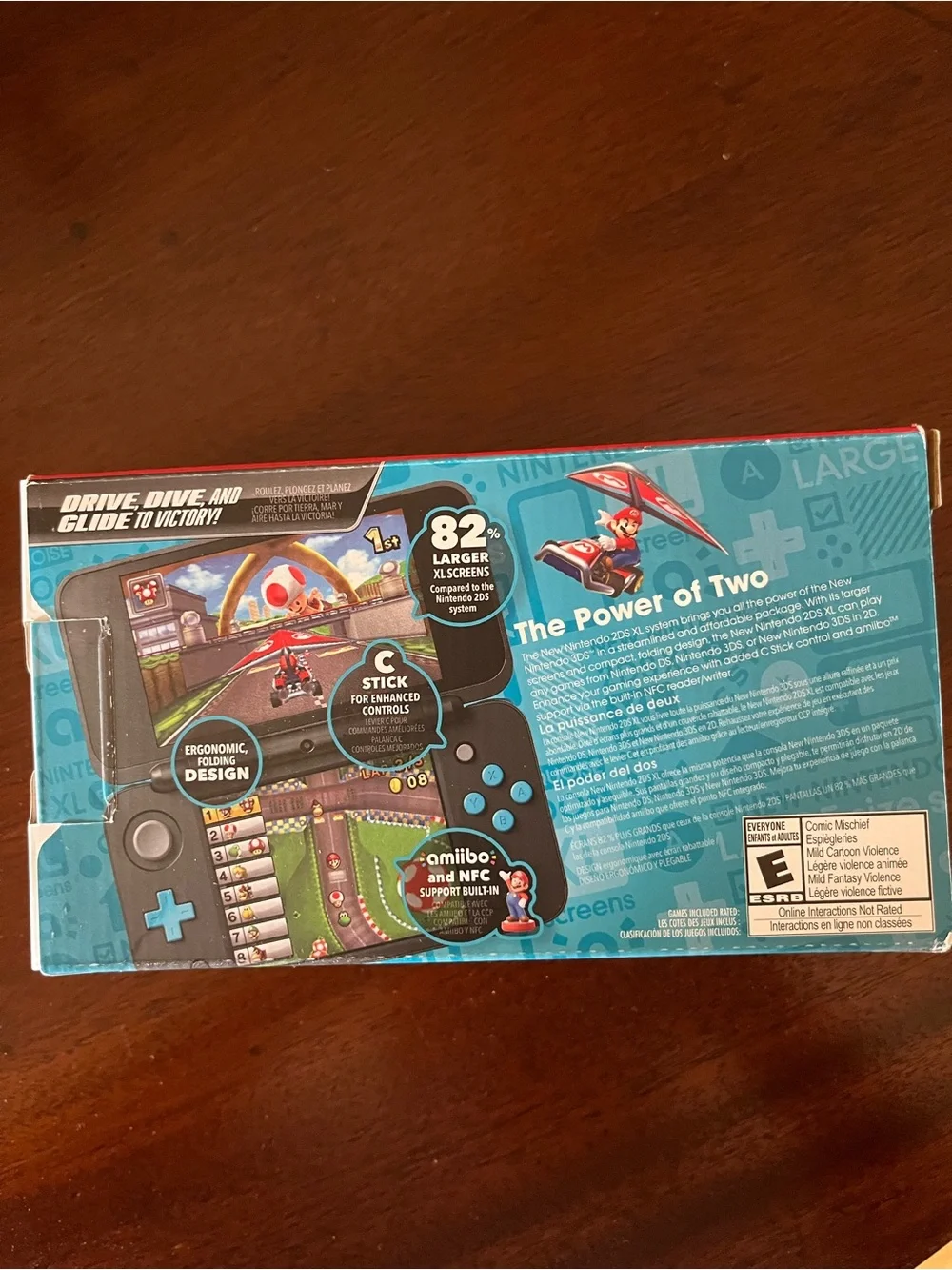 Nintendo New 2DS XL Black with Turquoise Accents - Mario Kart 7 Included - Picture 2 of 6